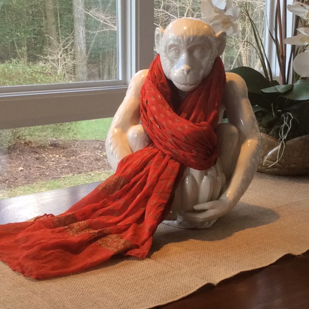 Gold and coral scarf